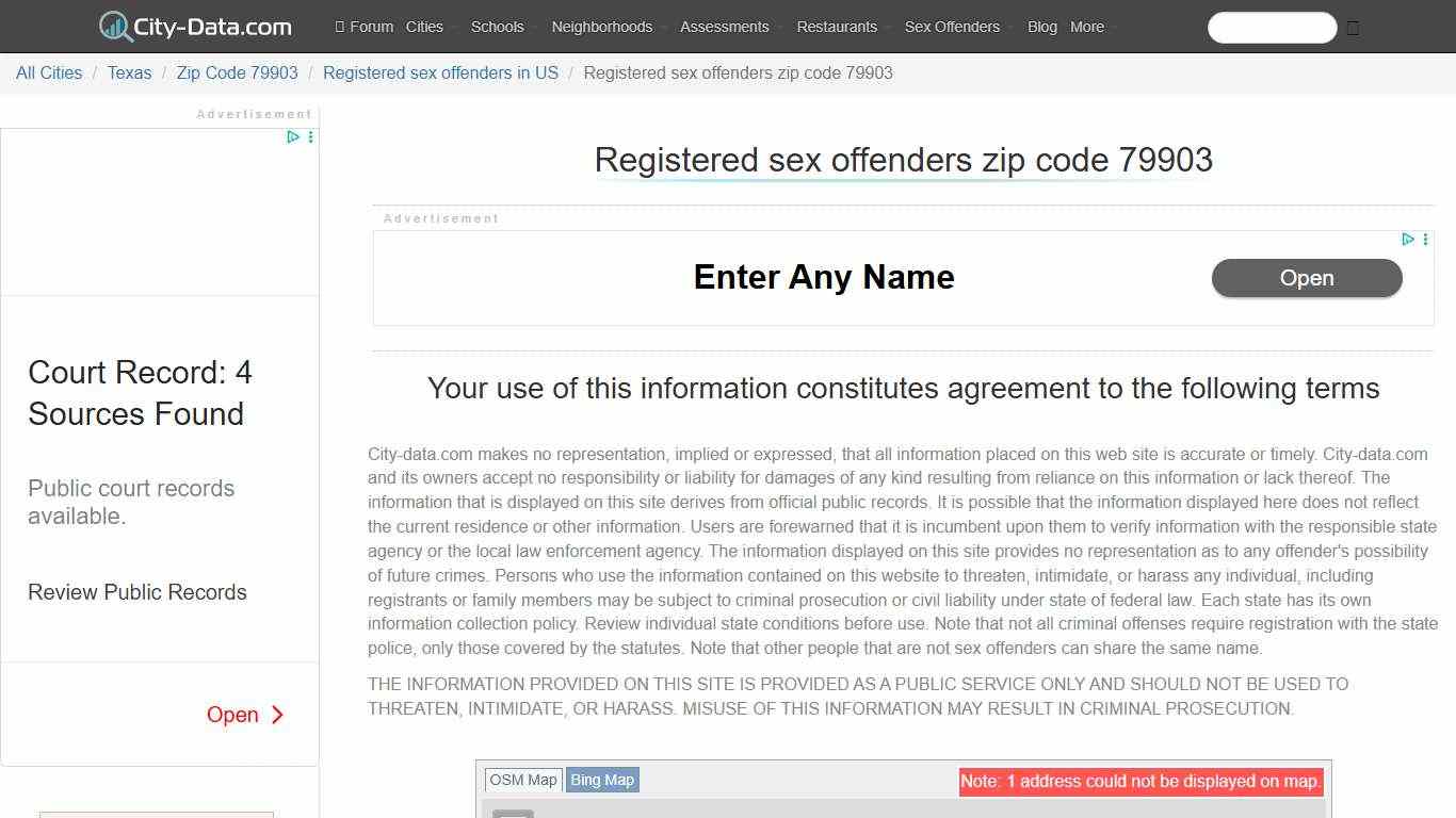 Registered sex offenders in zip code 79903 - crimes listed, registry-based, living in this zip code